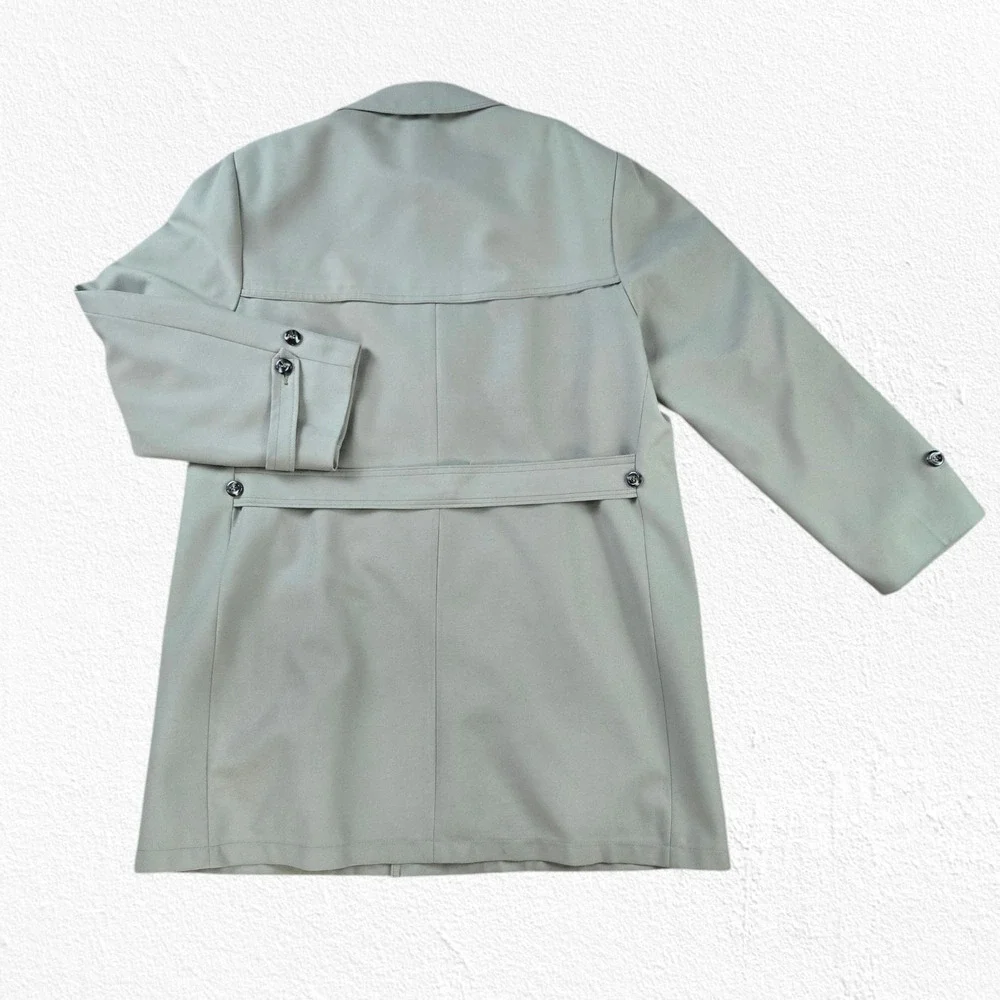 Vintage 60s Olive Green Gray Car Coat Single Breasted Mid Century Coat Size 44R